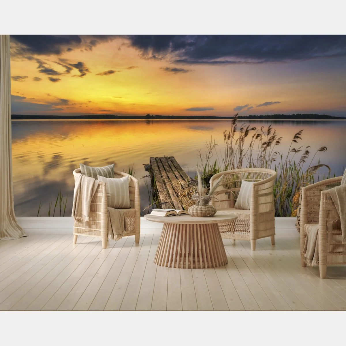 Papier peint coucher de soleil doré sur le lac – Wallnifity® Papier peint coucher de soleil doré sur le lac – Wallnifity®