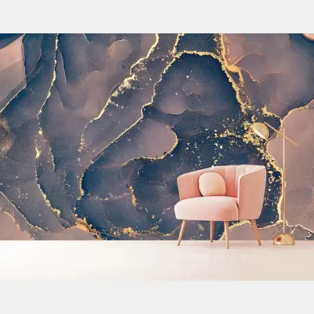 Papier peint marbre céleste aux reflets dorés – Wallnifity®
