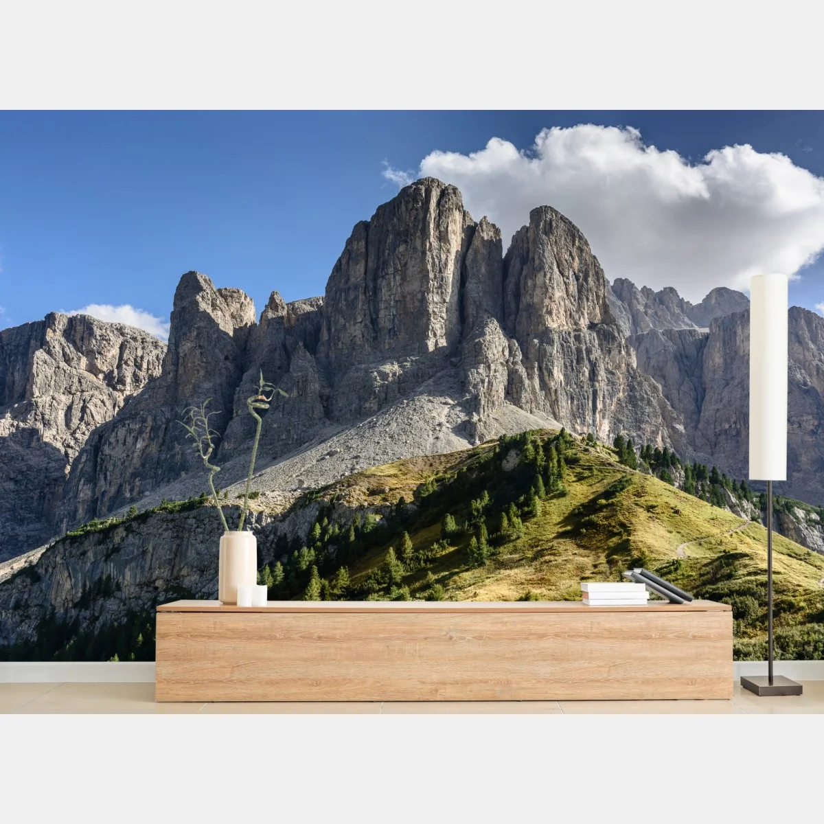Papier peint paysage de falaises majestueuses et prairies alpines – Wallnifity® Papier peint paysage de falaises majestueuses et prairies alpines – Wallnifity®