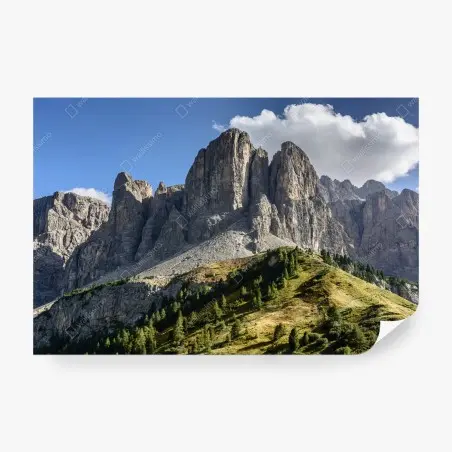 Papier peint paysage de falaises majestueuses et prairies alpines – Wallnifity®