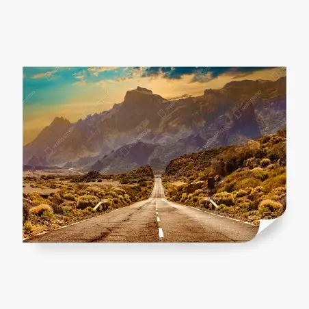 Papier peint route vers les montagnes de Tenerife au coucher de soleil – Wallnifity®