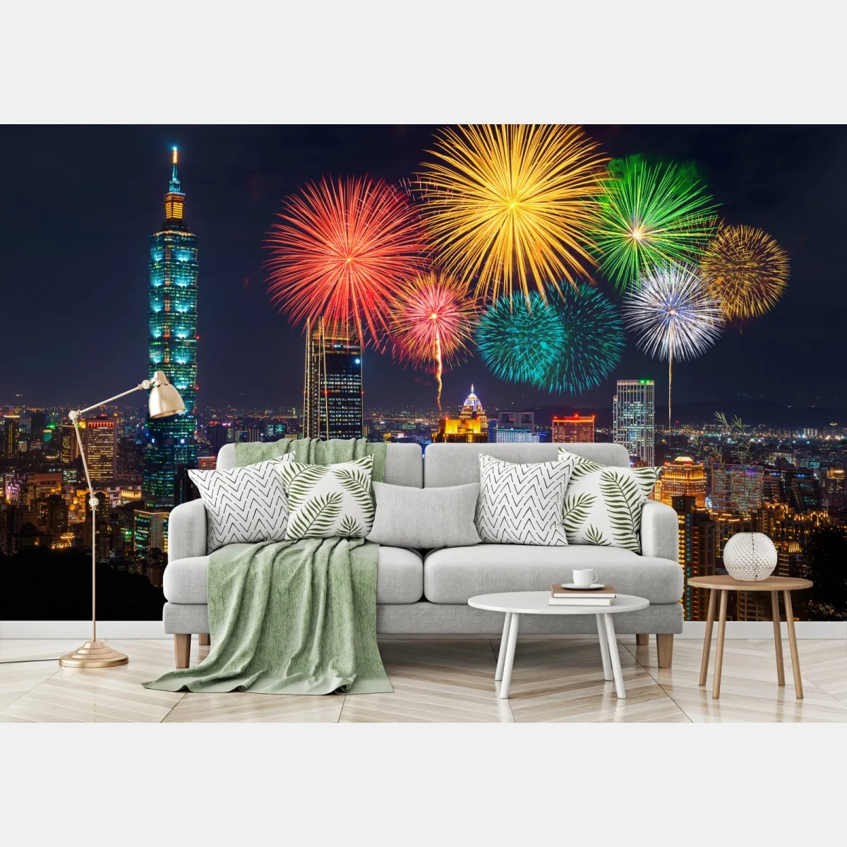 Papier peint spectacle nocturne de feux d'artifice à Taipei – Wallnifity® Papier peint spectacle nocturne de feux d'artifice à Taipei – Wallnifity®
