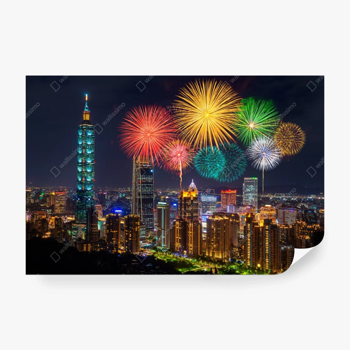 Papier peint spectacle nocturne de feux d'artifice à Taipei – Wallnifity® Papier peint spectacle nocturne de feux d'artifice à Taipei – Wallnifity®