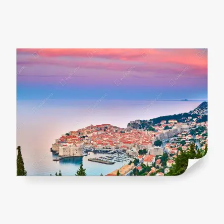 Papier peint panorama de Dubrovnik au coucher de soleil – Wallnifity®