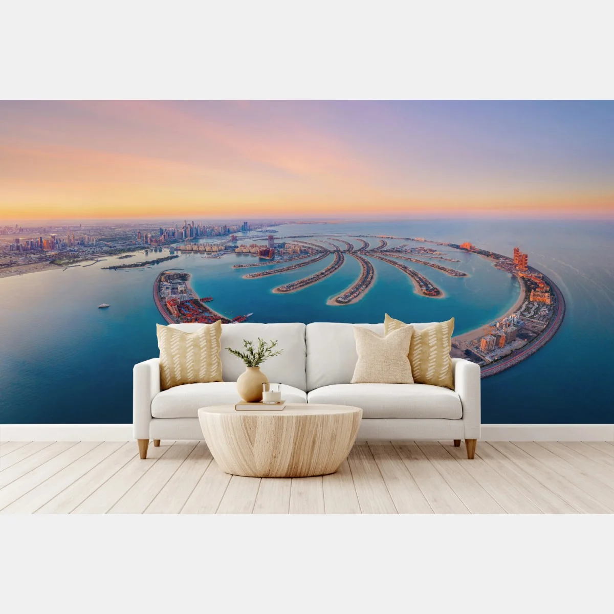 Papier peint coucher de soleil sur Palm Jumeirah, ligne d'horizon de Dubaï – Wallnifity® Papier peint coucher de soleil sur Palm Jumeirah, ligne d'horizon de Dubaï – Wallnifity®
