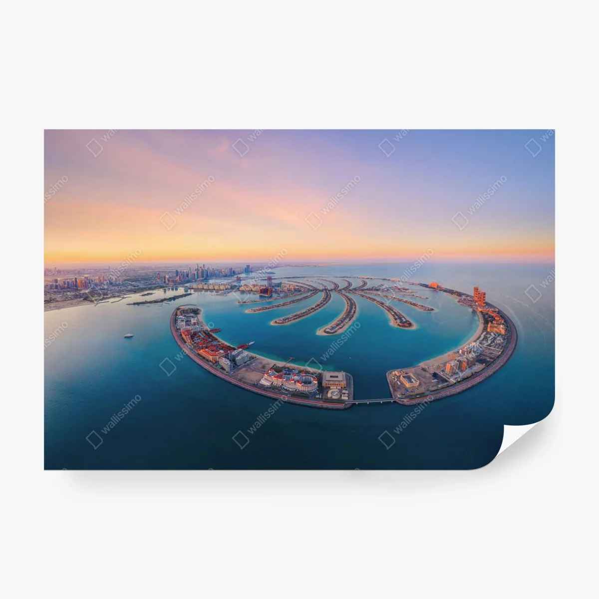 Papier peint coucher de soleil sur Palm Jumeirah, ligne d'horizon de Dubaï – Wallnifity® Papier peint coucher de soleil sur Palm Jumeirah, ligne d'horizon de Dubaï – Wallnifity®