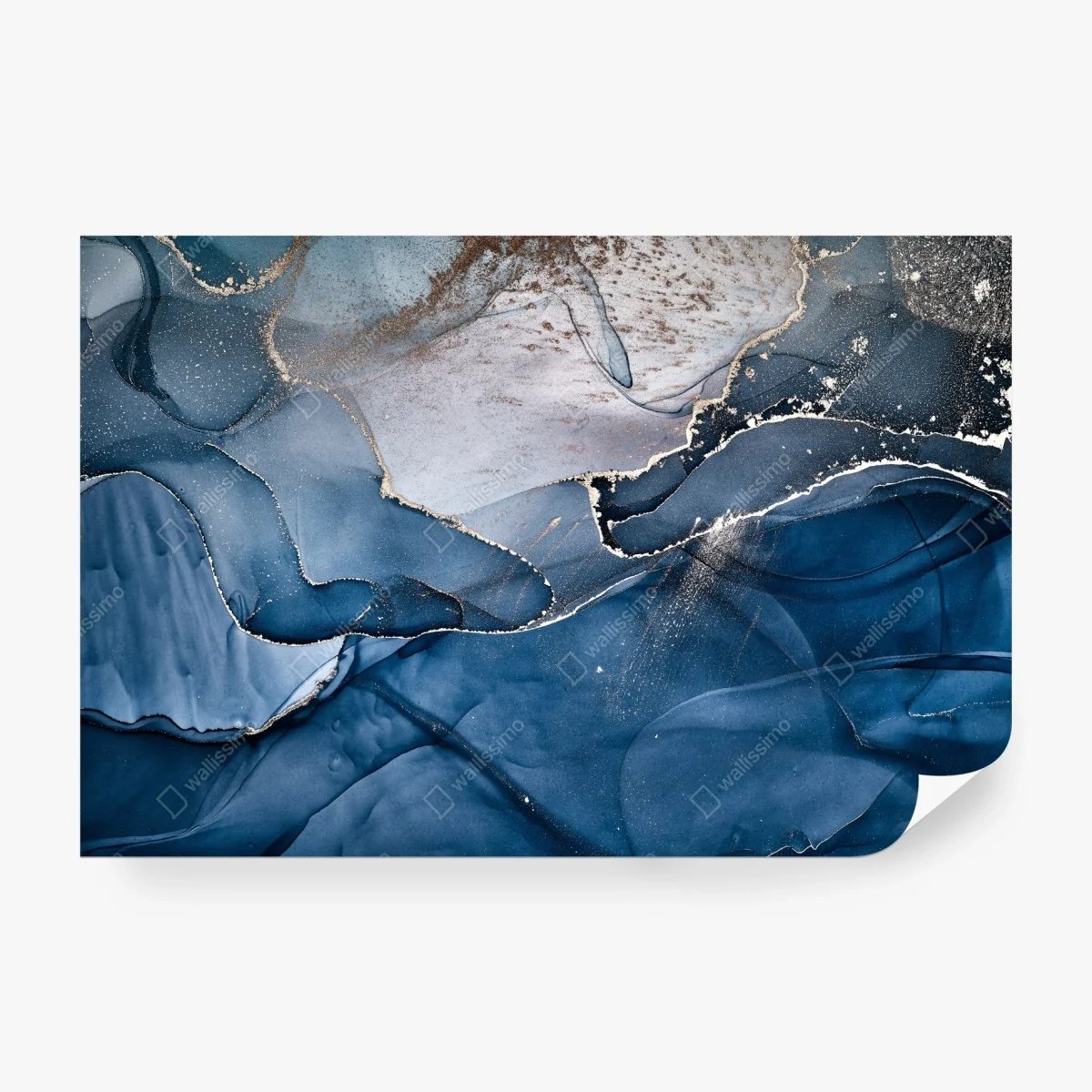 Papier peint marbrure bleue et dorée – Wallnifity®