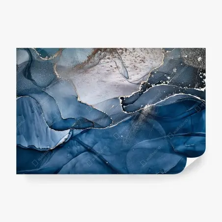 Papier peint marbrure bleue et dorée – Wallnifity®
