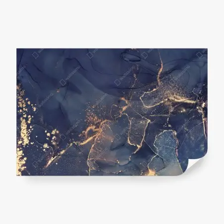 Papier peint marbrure bleu nuit et or – Wallnifity®