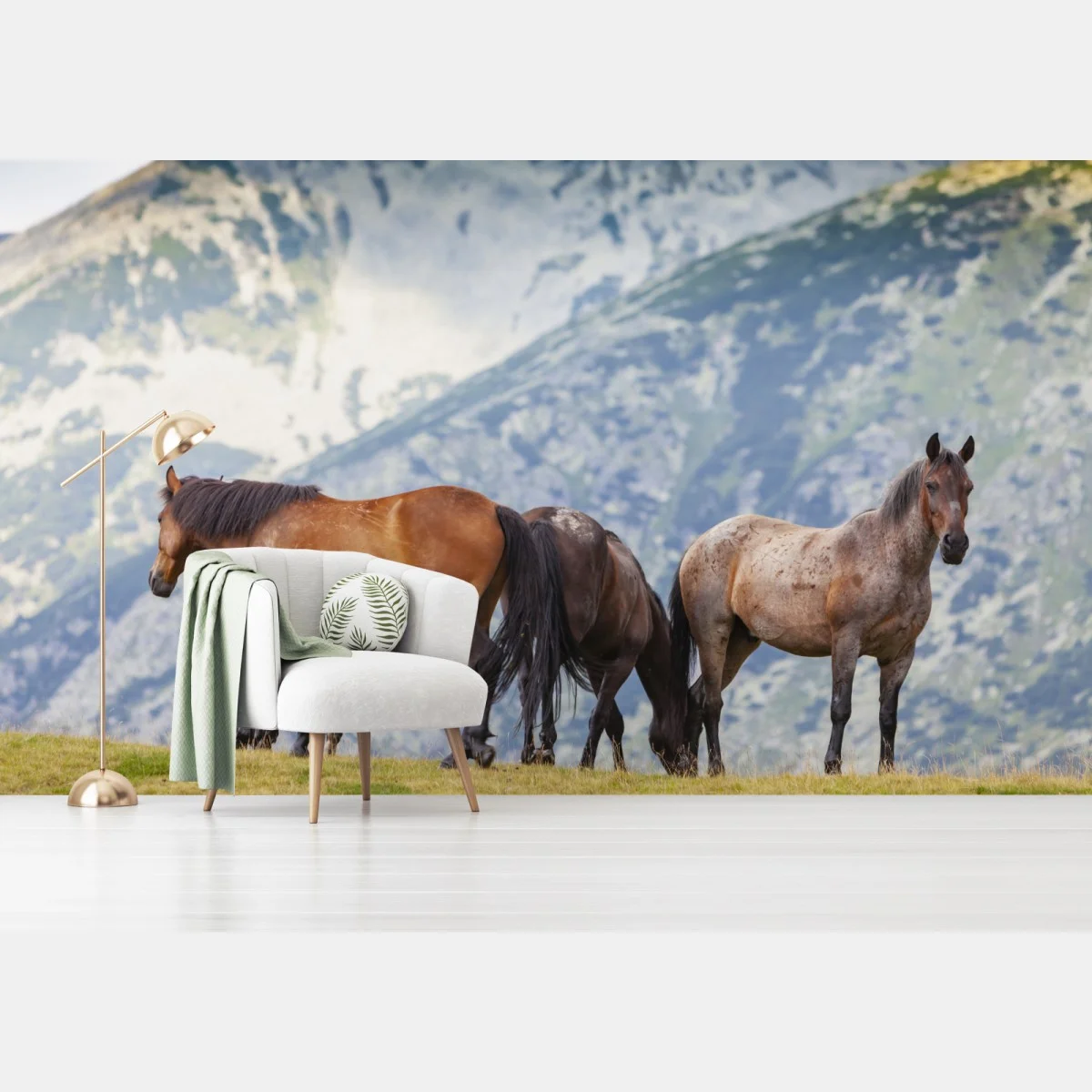 Papier peint chevaux sauvages sur l'alpage – Wallnifity® Papier peint chevaux sauvages sur l'alpage – Wallnifity®