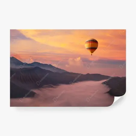 Papier peint montgolfière au-dessus de la vallée au lever du soleil – Wallnifity®