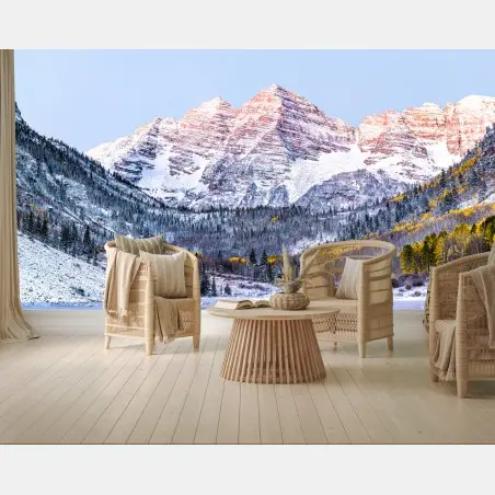 Papier peint paysage de montagne aux cimes rosées – Wallnifity®
