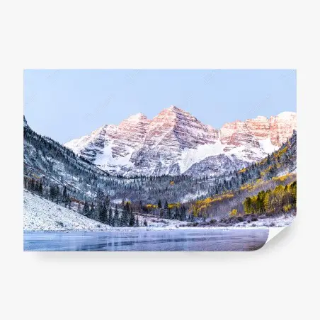 Papier peint paysage de montagne aux cimes rosées – Wallnifity®