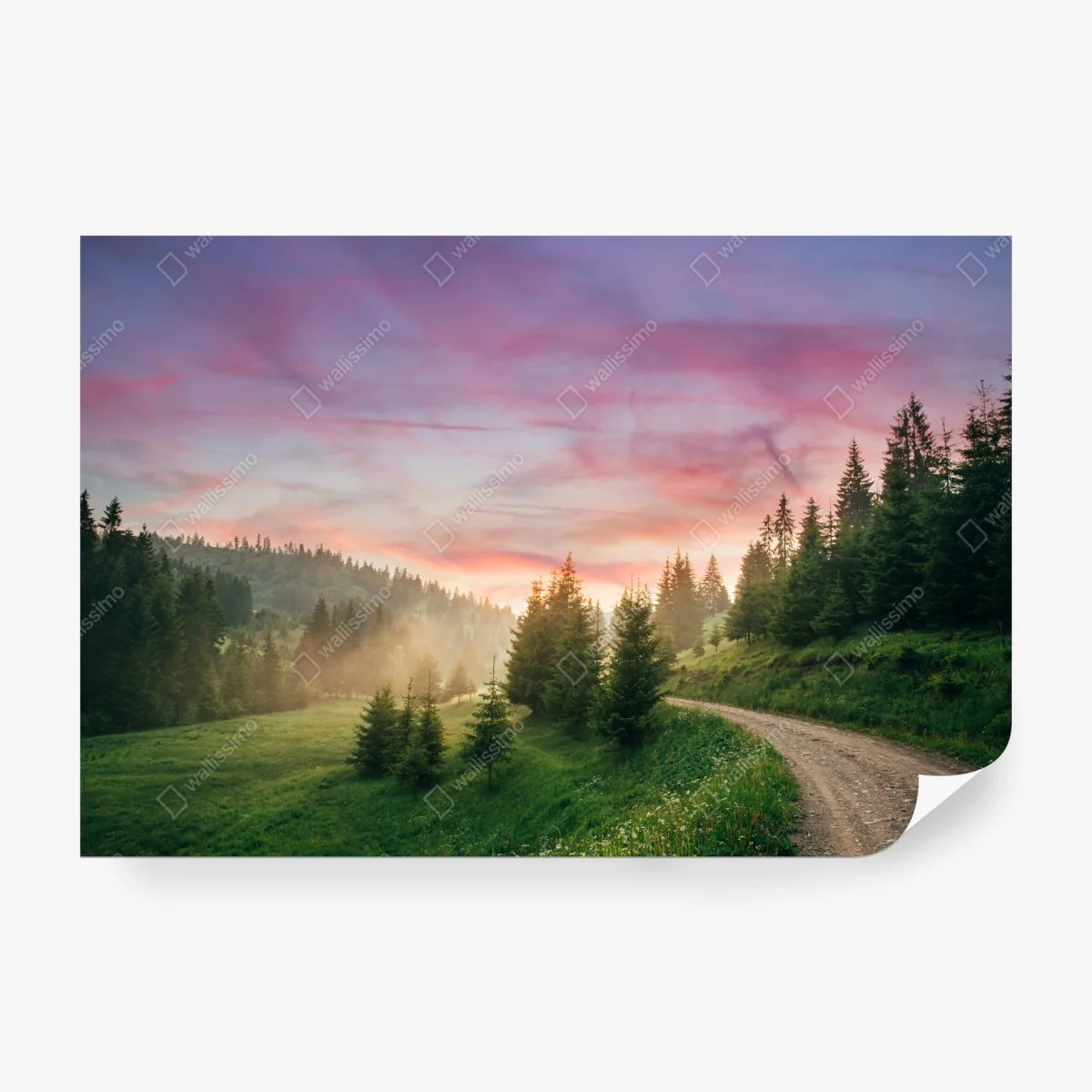 Papier peint paysage brumeux au lever du soleil – Wallnifity®