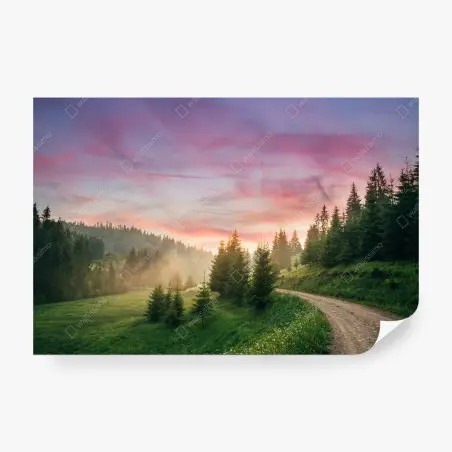 Papier peint paysage brumeux au lever du soleil – Wallnifity®