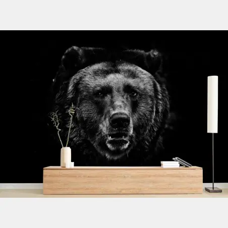 Papier peint portrait d'ours brun en clair-obscur – Wallnifity®