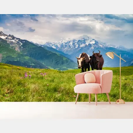 Papier peint scène pastorale dans les alpages – Wallnifity®