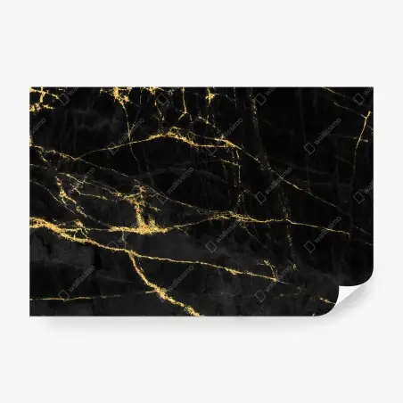 Papier peint marbre noir veiné d'or – Wallnifity®