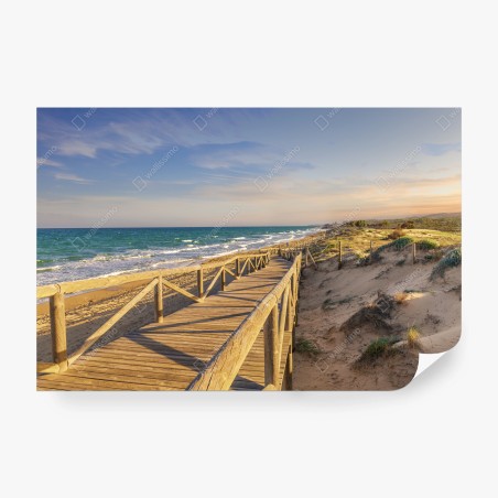 Papier peint passerelle en bois vers la mer à Guardamar – Wallnifity®