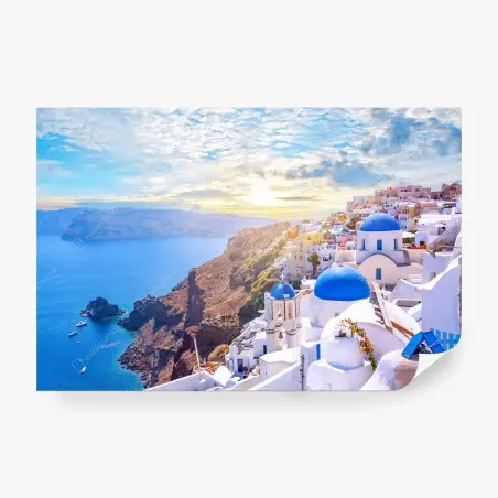 Papier peint panorama d'Oia à Santorin – Wallnifity®