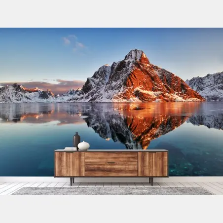 Papier peint lever de soleil sur les montagnes de Lofoten – Wallnifity®