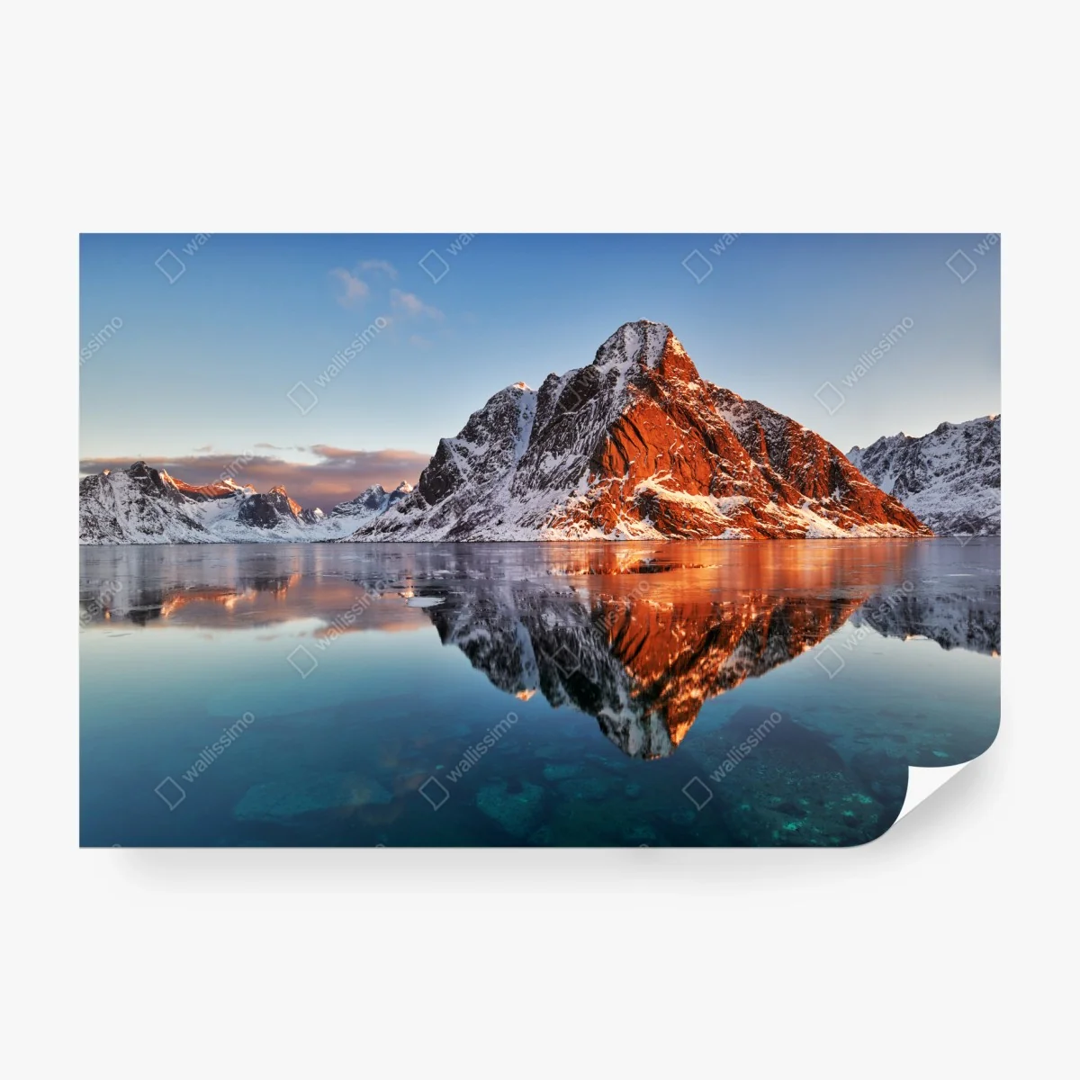 Papier peint lever de soleil sur les montagnes de Lofoten – Wallnifity® Papier peint lever de soleil sur les montagnes de Lofoten – Wallnifity®