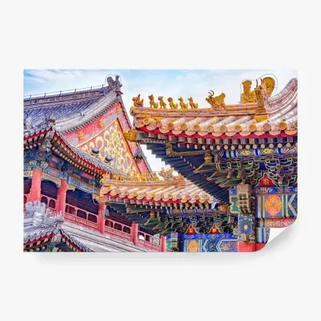Papier peint toits sculptés et dragons du temple de Lama à Beijing – Wallnifity®