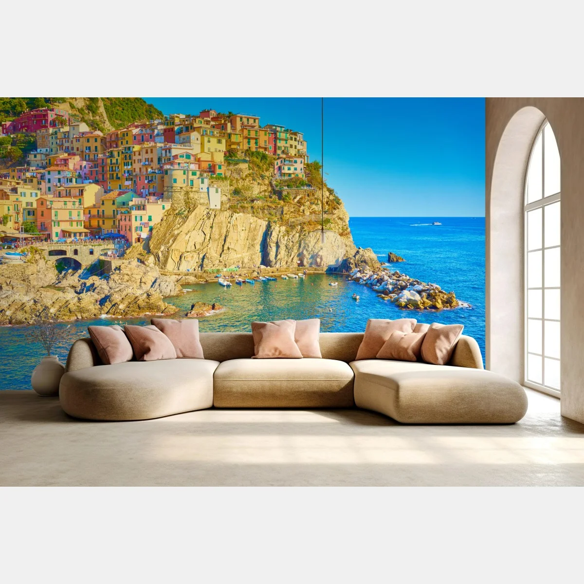Papier peint vue colorée de Cinque Terre sur la falaise – Wallnifity® Papier peint vue colorée de Cinque Terre sur la falaise – Wallnifity®