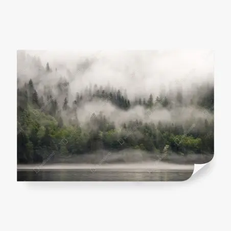 Papier peint brume enveloppante dans la forêt de Colombie-Britannique – Wallnifity®