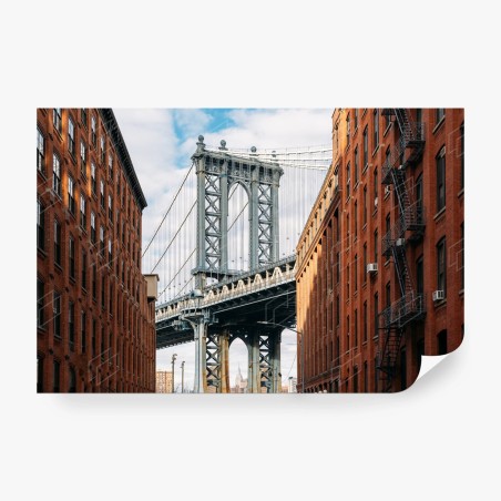 Papier peint vue urbaine de New York entre deux façades en brique – Wallnifity®