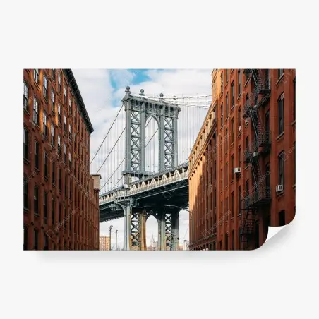 Papier peint vue urbaine de New York entre deux façades en brique – Wallnifity®
