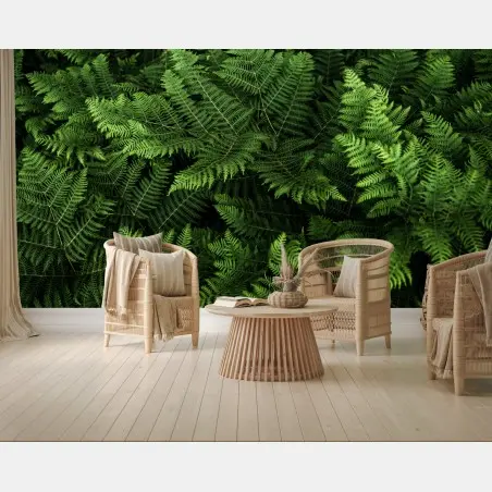 Papier peint motif fougères luxuriantes pour décoration murale – Wallnifity®