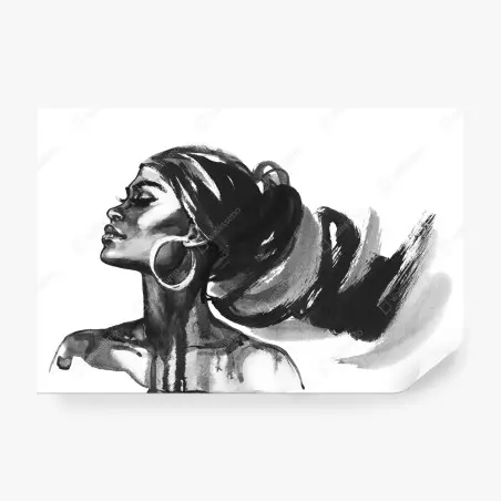 Papier peint portrait d'élégance africaine en aquarelle – Wallnifity®