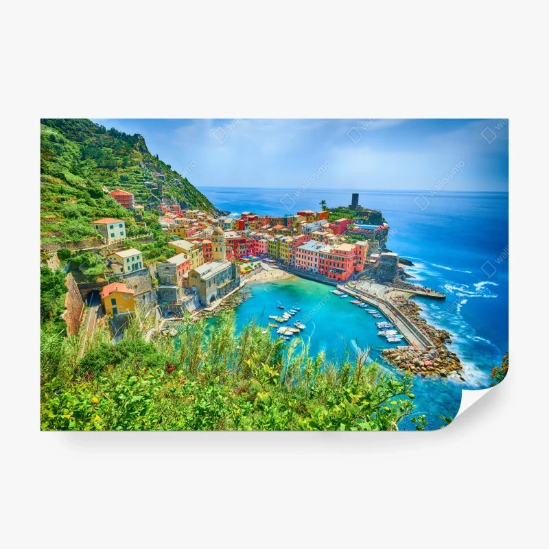 Papier peint vue panoramique de Vernazza sur la côte de la Ligurie – Wallnifity® Papier peint vue panoramique de Vernazza sur la côte de la Ligurie – Wallnifity®