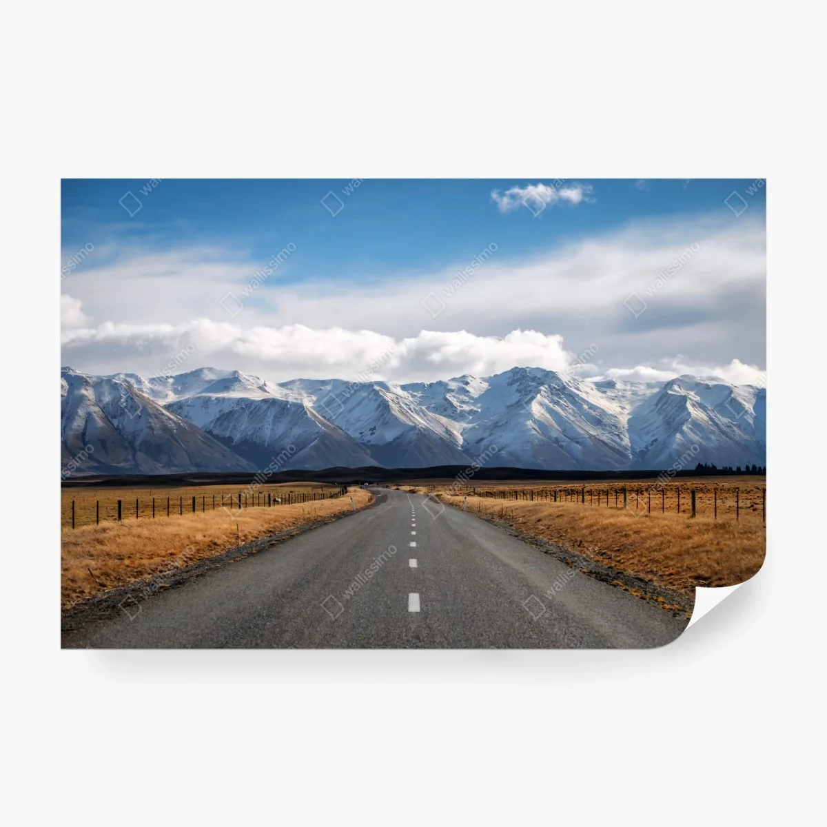 Papier peint route vers les montagnes enneigées de Nouvelle-Zélande – Wallnifity® Papier peint route vers les montagnes enneigées de Nouvelle-Zélande – Wallnifity®