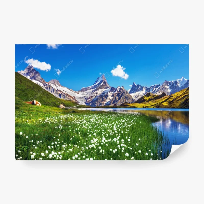 Papier peint pause alpine: panorama montagneux et lac cristallin – Wallnifity® Papier peint pause alpine: panorama montagneux et lac cristallin – Wallnifity®