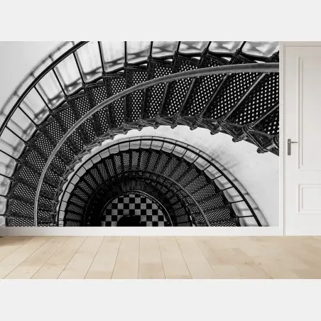 Papier peint spirale architecturale en noir et blanc – Wallnifity®
