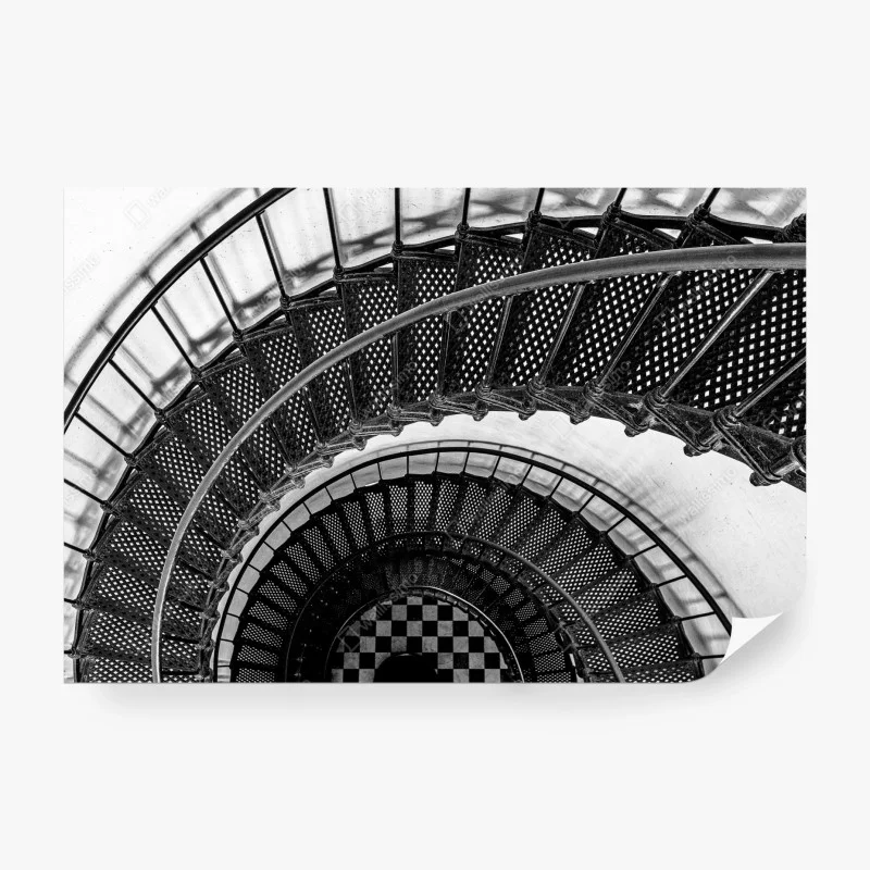 Papier peint spirale architecturale en noir et blanc – Wallnifity® Papier peint spirale architecturale en noir et blanc – Wallnifity®