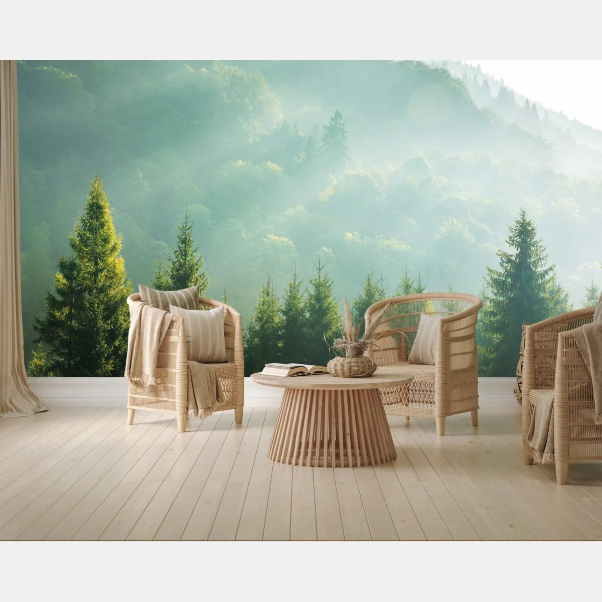 Papier peint brume matinale sur sapins – Wallnifity® Papier peint brume matinale sur sapins – Wallnifity®