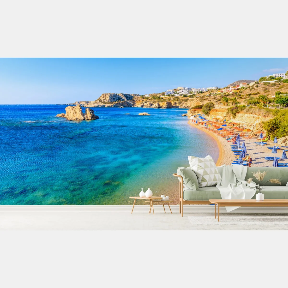 Papier peint baie paradisiaque d'Ammopi, Karpathos – Wallnifity® Papier peint baie paradisiaque d'Ammopi, Karpathos – Wallnifity®