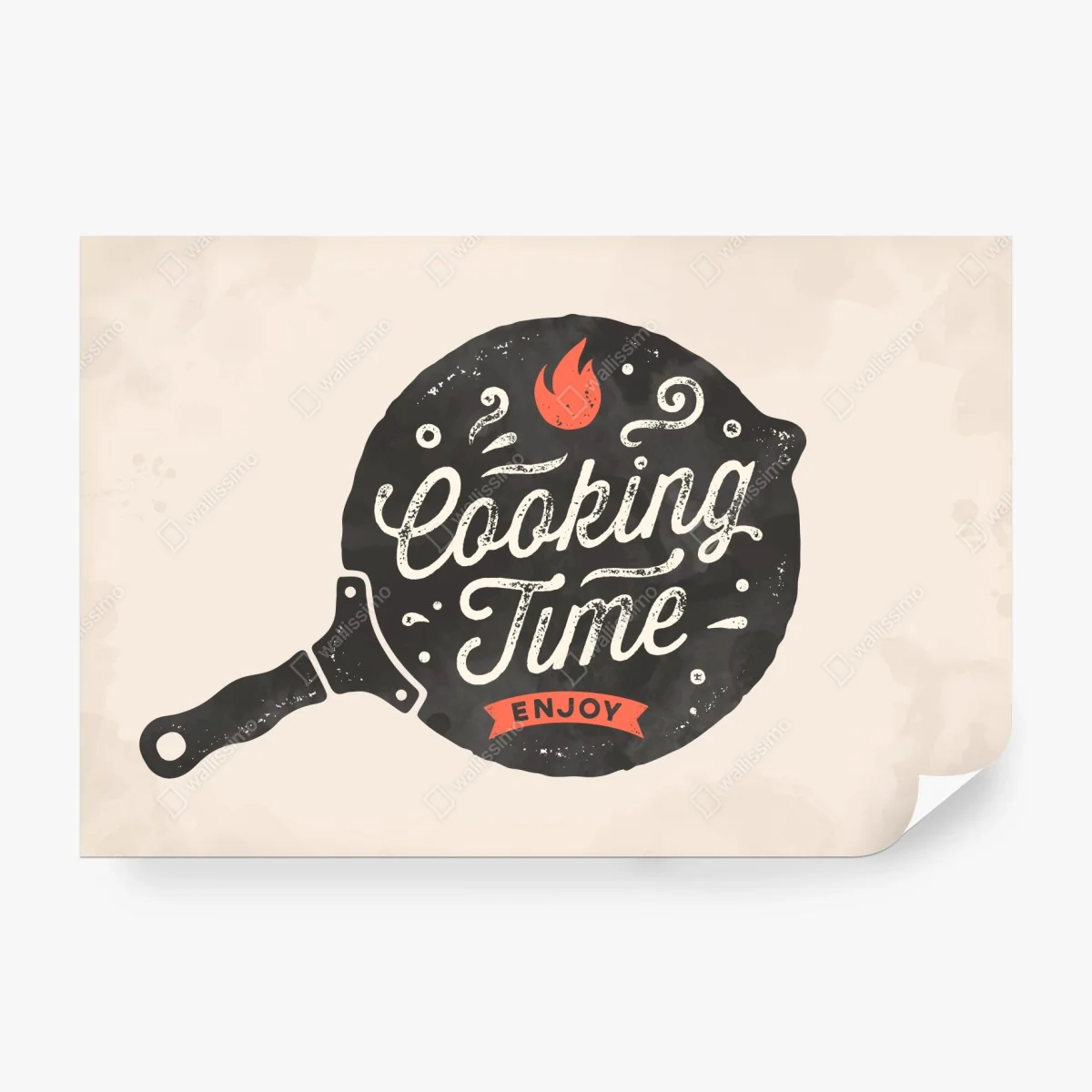 Papier peint design rétro poêle et lettrage cooking time pour cuisine – Wallnifity® Papier peint design rétro poêle et lettrage cooking time pour cuisine – Wallnifity®