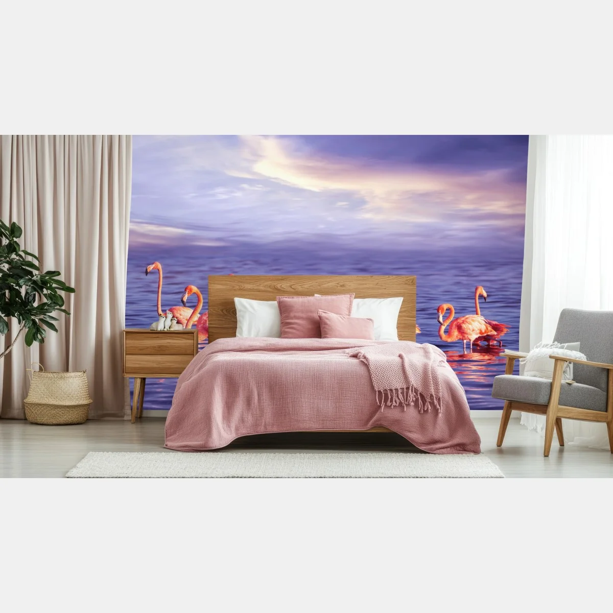 Papier peint flamants roses au crépuscule pourpre – Wallnifity® Papier peint flamants roses au crépuscule pourpre – Wallnifity®