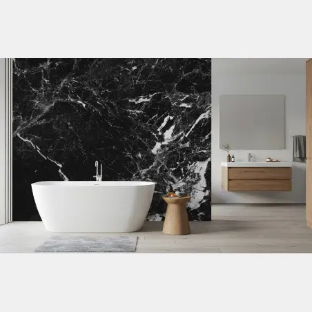 Papier peint marbre noir veiné élégant – Wallnifity®