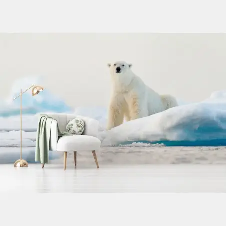 Papier peint ours polaire sur la banquise à Svalbard – Wallnifity®