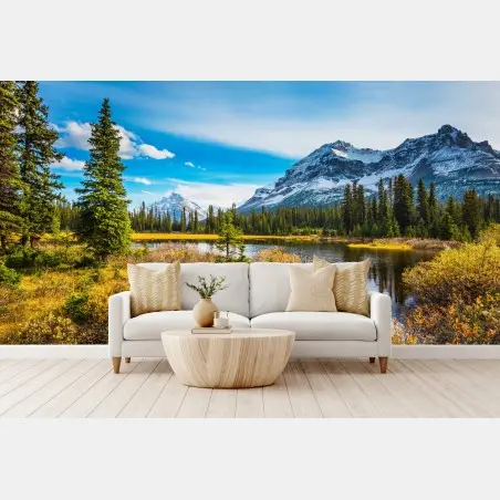 Papier peint reflets tranquilles au lac des Montagnes Rocheuses – Wallnifity®