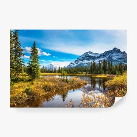 Papier peint reflets tranquilles au lac des Montagnes Rocheuses – Wallnifity®