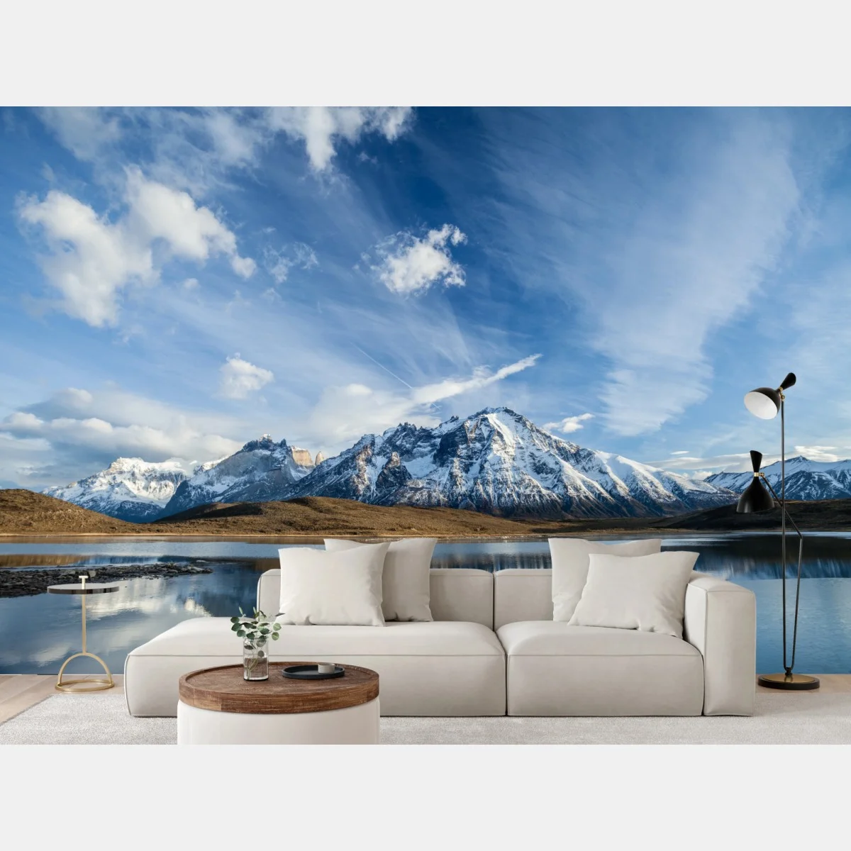 Papier peint panorama montagneux enneigé au reflet sur le lac – Wallnifity® Papier peint panorama montagneux enneigé au reflet sur le lac – Wallnifity®