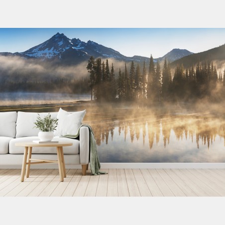 Papier peint calme matinal au bord du lac – Wallnifity®