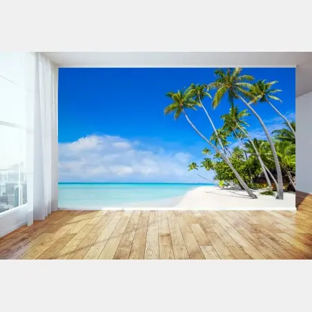 Papier peint paradis tropical au bord de l'eau turquoise – Wallnifity®