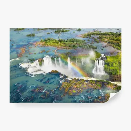 Papier peint cascade majestueuse sous un arc-en-ciel – Wallnifity®